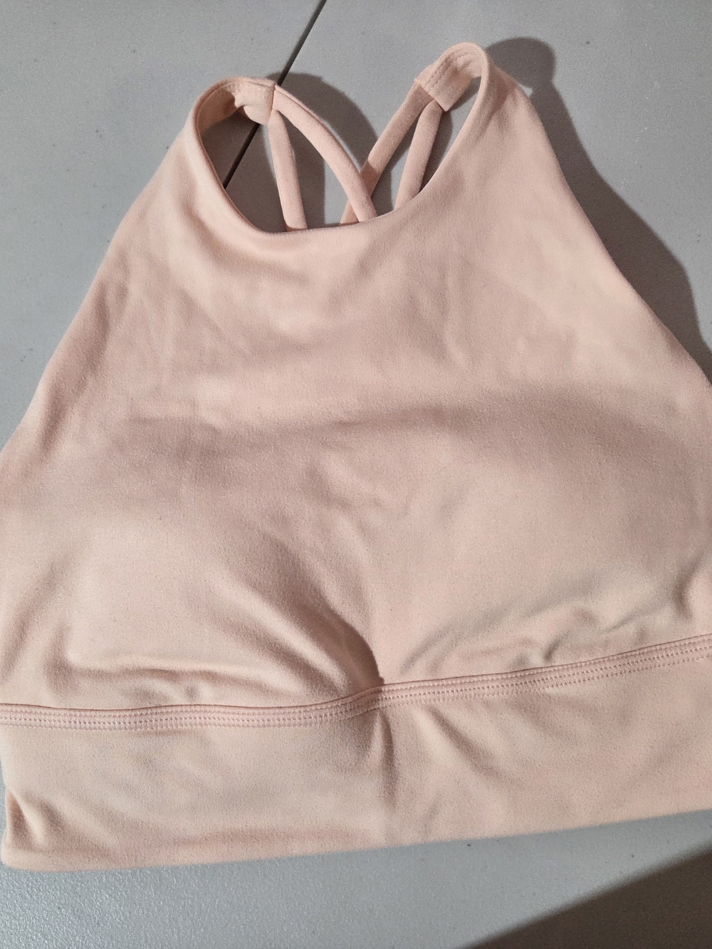 Athletic Works Pale Pink High-Neck Sports Bralette with Crisscross Back